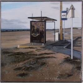 Haltestelle am Meer<br>Acryl auf Leinwand, 40 x 40, 2004, Dieter Mulch