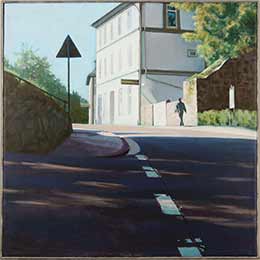 Dieter Mulch: helles Haus,  Acryl auf Leinwand, 50 x 50 cm, 2007